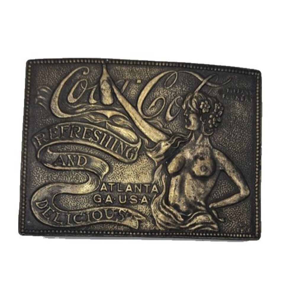 Vintage Coca-Cola Belt Buckle Refreshing & Delicious Atlanta Metal Collectible